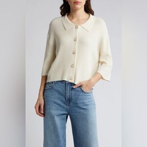 Sessun Gillo Rib Cardigan in Cream